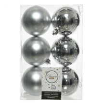 Set van 6 kerstballen (D80 mm) Alpine zilver
