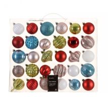 Kit de décoration de sapin de Noël Agéna Blanc, Bleu pétillant, Pistache, Rouge et Rose poudré