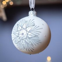Lot de 6 boules de Noël (D80 mm) en verre Polaris Blanc