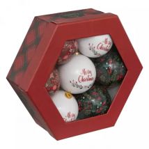Set van 7 kerstballen (D75 mm) Merry Christmas Rood