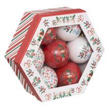 Lote de 7 bolas de Navidad (D75 mm) Lutin Rojo