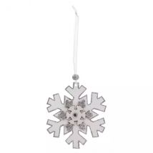 Set van 4 kerstsneeuwvlokken Natural om op te hangen Wit