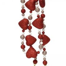 Guirlande de perle (200 cm) Coeurs Rouge