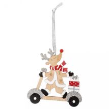 Renne à suspendre (H20 cm) Trottinette en bois Naturel