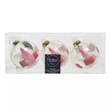 Lot de 3 boules de Noël en verre (D80 mm) Cadeau Transparent