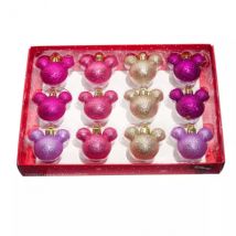 Coffret de 12 boules de Noël (D30 mm) mini Mickey Rose
