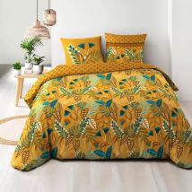 Housse de couette et deux taies coton (240 x 220 cm) Tilda Jaune ocre