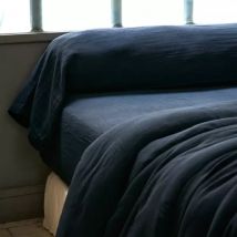 Federa cuscino a rullo garza di cotone (L185 cm) Gaïa Blu notte
