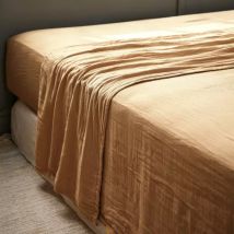Drap plat gaze de coton (240 x 300 cm) Gaïa Camel