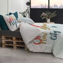 Housse de couette et deux taies coton (260 cm) Only Multicolore