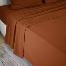 Drap plat flanelle de coton (240 x 300 cm) Théa Terracotta