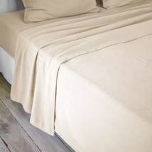 Drap plat flanelle de coton (240 x 300 cm) Théa Beige