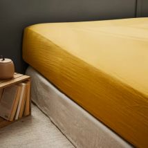 Drap housse gaze de coton (90 x 190 cm) Gaïa Jaune safran