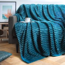 Plaid doux (180 x 220 cm) Dune Bleu