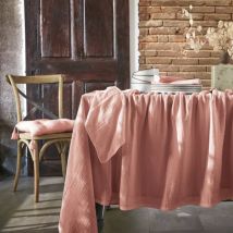 Nappe rectangulaire gaze de coton (150 x 250 cm) Gaïa Rose pêche