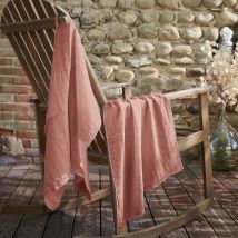 Lot de 2 essuie-mains gaze de coton (70 cm) Gaïa Rose pêche