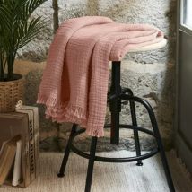 Manta en gasa de algodón (160 cm) Gaïa Rosa durazno