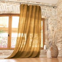 Rideau lin lavé ajustable (140 x max 270 cm) Louise Caramel