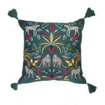 Fodera cuscino cotonee pon pon (40 x 40 cm) Malaga Blu anatra