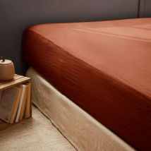 Drap housse gaze de coton (200 x 200 cm) Gaïa Terracotta