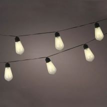 Guirlande lumineuse solaire 1,8 m 10 LED Guinguette Noir et blanc chaud