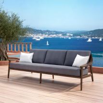 Canapé de jardin bois teck 3 places Cap Ferrat - Gris