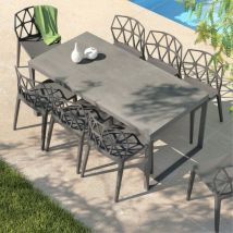 Table de jardin 8 places Aluminium/Céramique Kore (180 x 90 cm) - Gris anthracite