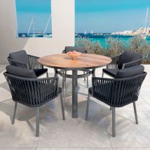 Table de jardin ronde aluminium 6 places (D120 cm) Amalfi - Gris anthracite