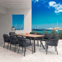 Table de jardin aluminium 8 places (200 x 90 cm) Amalfi - Gris anthracite