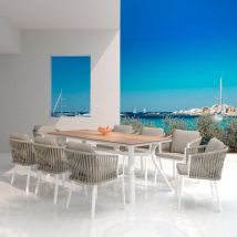 Tavolo da giardino alluminio 8 posti (200 x 90 cm) Amalfi - Bianco