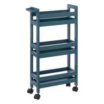 Carrello con 3 livelli a rotelle (40 x 15 x 75 cm) Colorama Blu petrolio