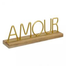 Mot à poser métal et bois (25,5 cm) Amour Or
