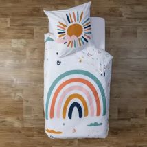 Housse de couette et une taie enfant coton (140 x 200 cm) Arc-en-ciel Multicolore