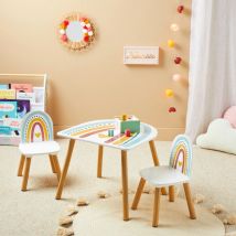 Table et 2 chaises enfant bois Arc en ciel Multicolore