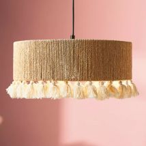 Suspension cercle à pompons et corde (D35 cm) Charlotte Naturel