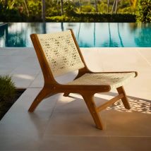Fauteuil de jardin bois et résine tressée Verona - Blanc