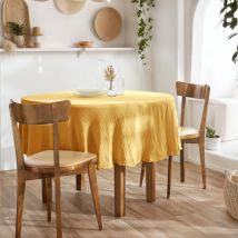 Nappe ronde gaze de coton (180 cm) Gaïa Jaune safran