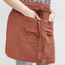 Tablier avec poches gaze de coton Gaïa Terracotta