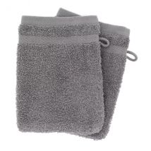 Set van 2 katoenen washandjes (15 x 21 cm) Timeless Grijs