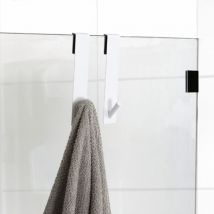 Lot de 2 patères à suspendre spécial paroi de douche (H18 cm) Blanc