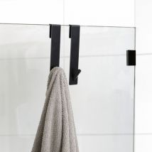 Lot de 2 patères à suspendre spécial paroi de douche (H18 cm) Noir