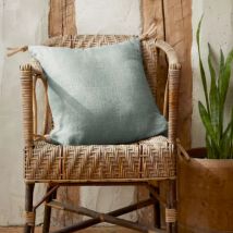 Coussin carré lin lavé (45 cm) Louise Vert eucalyptus