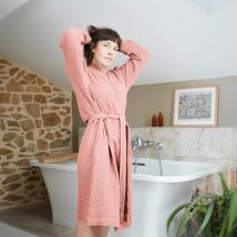 Peignoir de bain gaze de coton L/XL Gaïa Rose pêche