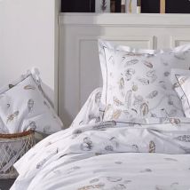 Taie de traversin percale de coton (L200 cm) Plumes Grise