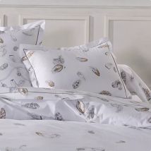 Taie d'oreiller rectangulaire percale de coton (50 x 70 cm) Plumes Grise