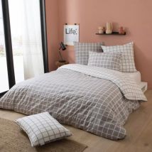 Housse de couette percale de coton (300 x 240 cm) Max Grise
