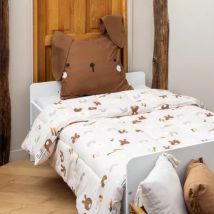 Couette imprimée enfant et sa taie d'oreiller (140 x 200 cm) Pompon Marron