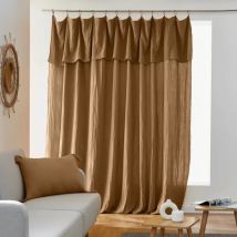 Rideau gaze de coton ajustable (280 x max 300 cm) Gaïa Camel