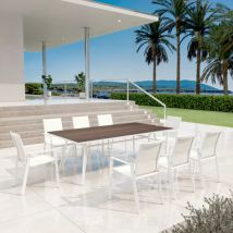 Tuintafel aluminium/HPL 10 zitplaatsen (220 x 115 cm) Biarritz - Hout effect/Wit