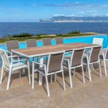 Table de jardin extensible aluminium 10 places (260 x 96 cm) Amalfi - Blanc